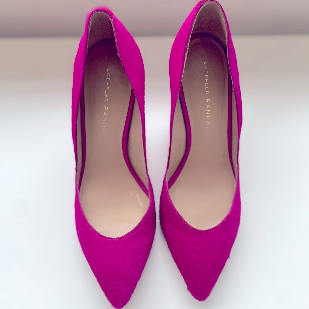 Loeffler Randall fushia mohair high heel